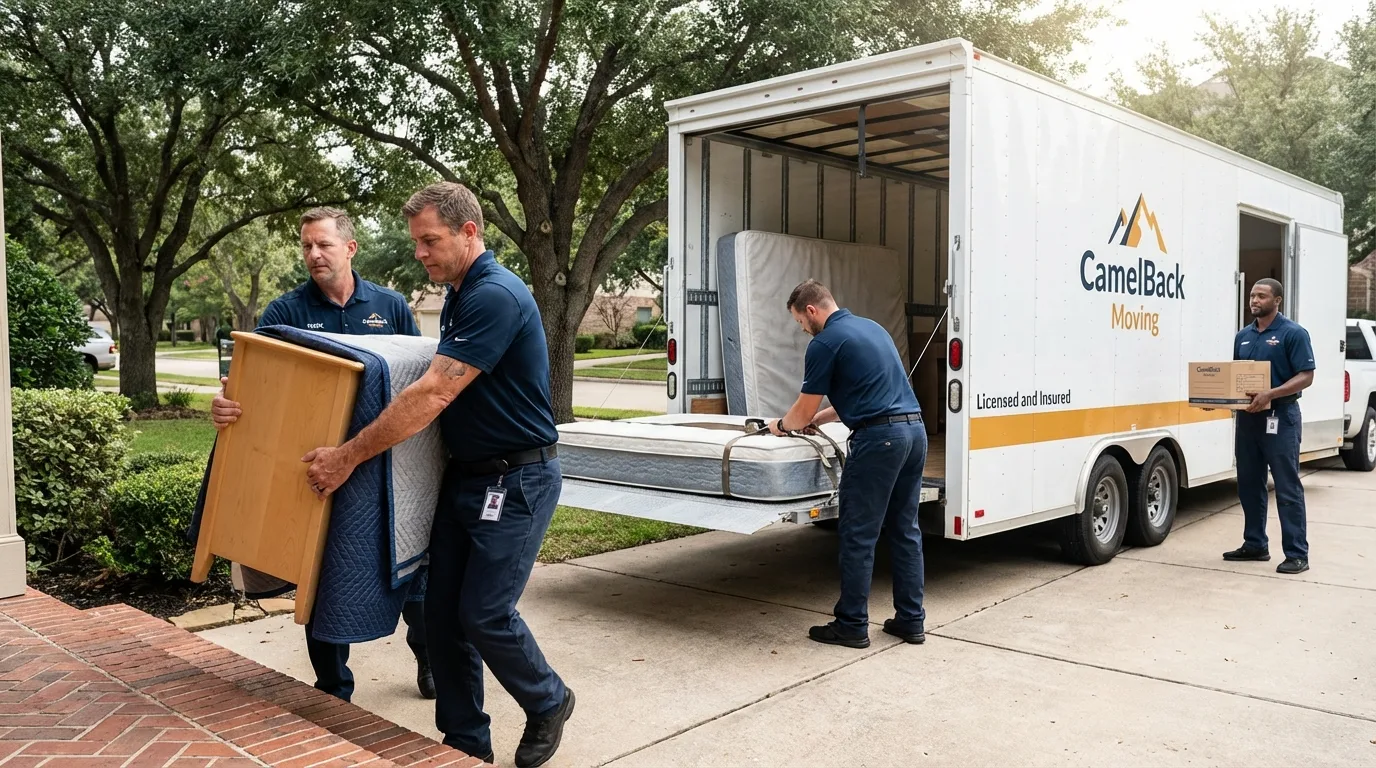 Crew loading residential truck for cross-state move from Wadsworth, OH