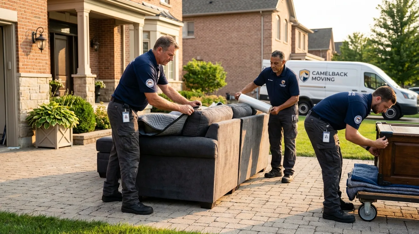 Large estate moving crew wrapping furniture in Wadsworth, OH