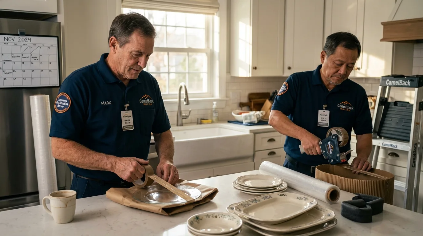 Professional crew packing kitchen dishware in Wadsworth, OH
